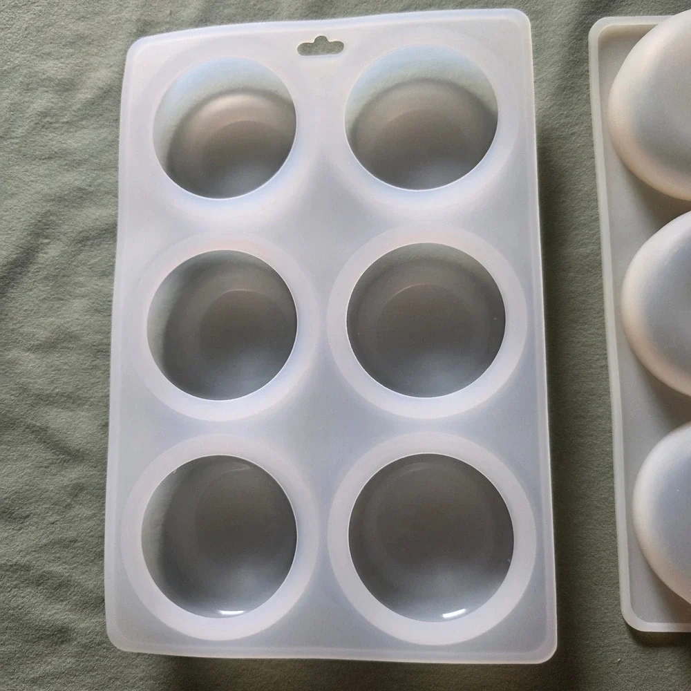 Set of 2 Round Silicone Molds for Wax Melts Soap and Resin Crafting 6 Cavity